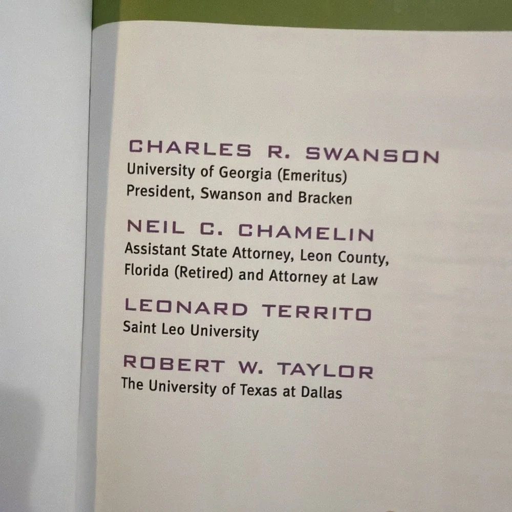 Criminal Investigation‎ by Neil C. Chamelin, Charles R. Swanson, Leonard Territo